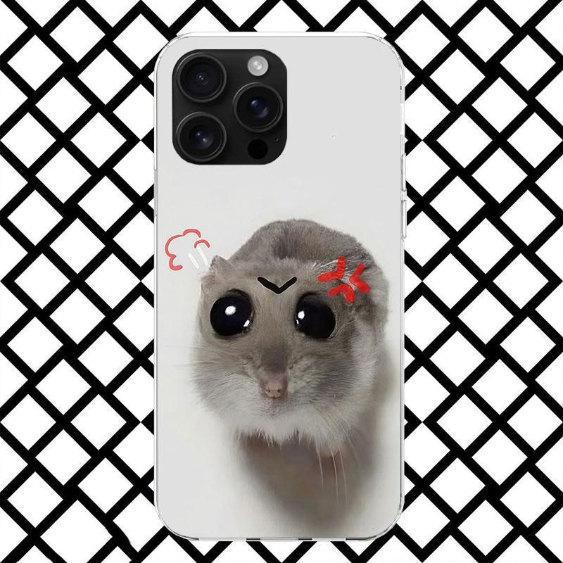 Funny Sad Hamster Meme Phone Case for iPhone 17 Air 16 16E 15 14 Plus 13 Mini 12 11 Pro Max 7 8 + SE 2020 Soft Cover Fundas 11 P