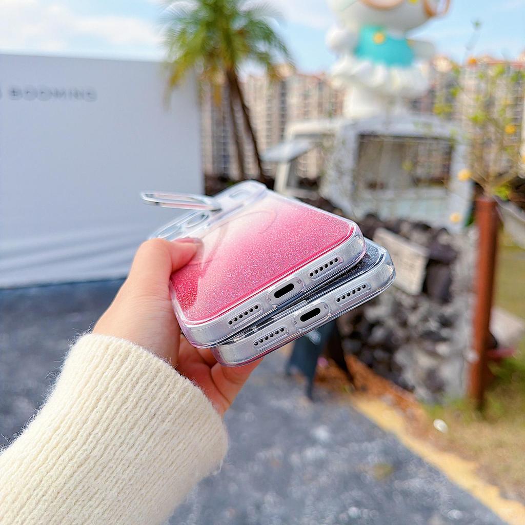 Bright Gradient Glitter Magnetic Case for iPhone 17 Pro Max with Apple 16 & 15 Compatibility and Bracket.