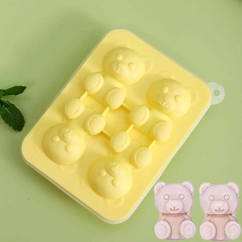Stampo per Blocchi di Ghiaccio a Forma di Orso Creativo Silicone per Alimenti Scatola per Ghiaccio Domestica Stampo per Ghiaccio a Cartone Animato Operazione di Sformo Facile Viene Fornito con Imbuto