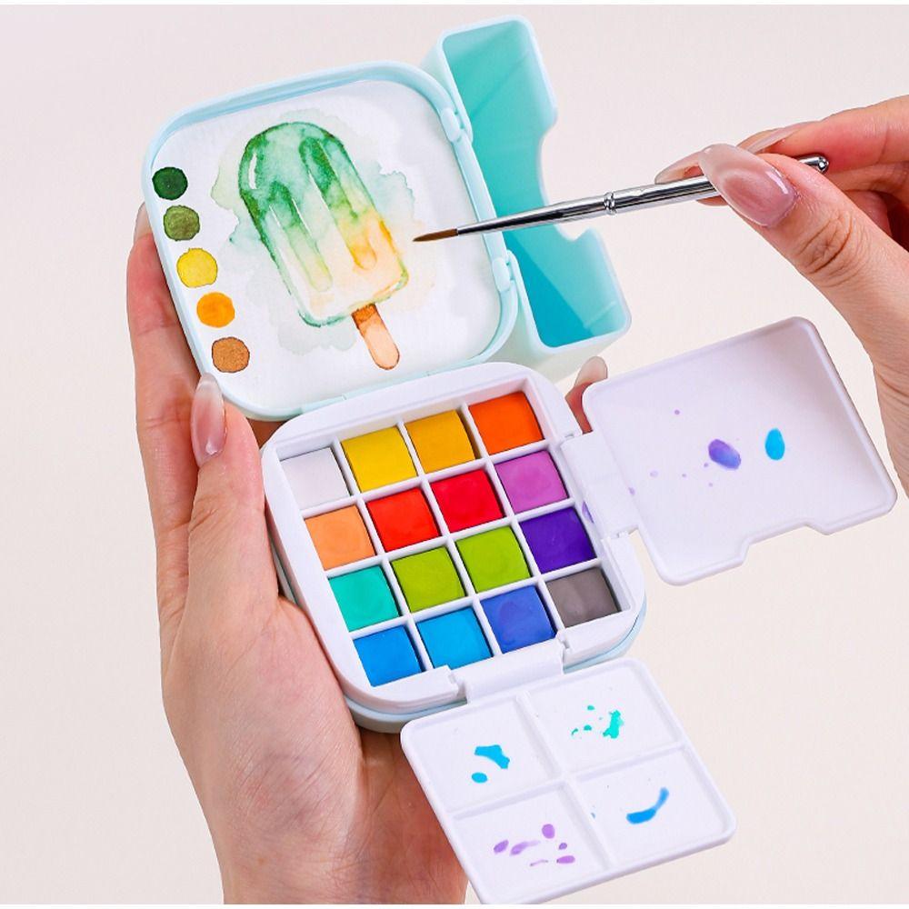 16 Colors Watercolor Sets Mini Painting Pigments  for Art Drawing Sketching