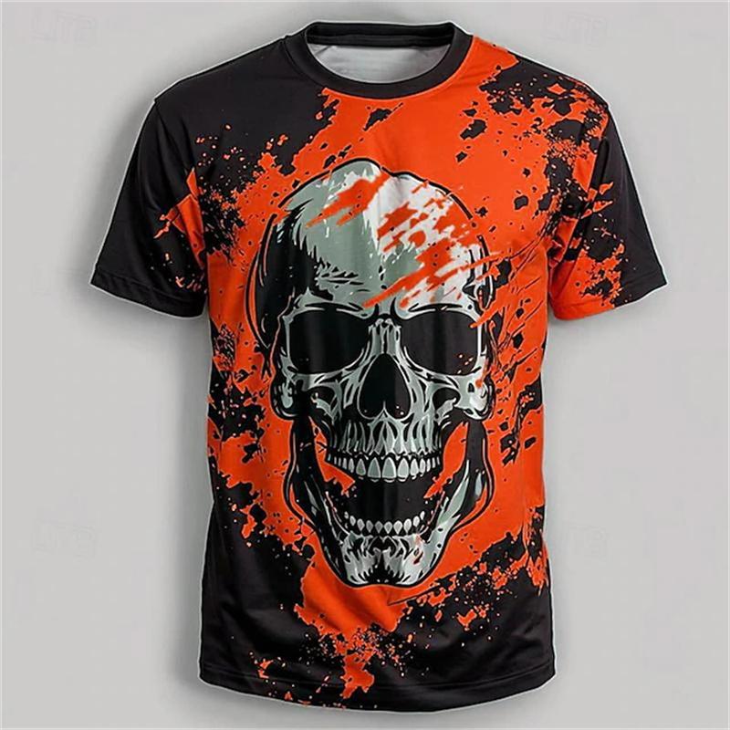 Y2k Men s T Shirt Fashion Casual Vintage Skull 3D Print Summer O Neck Top Men Hip Hop S