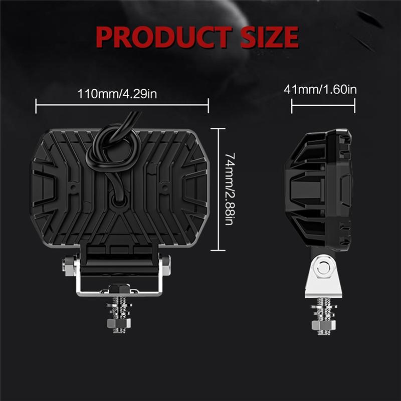 4.5 Inch LED Work Light DRL Daytime Running Light Spotlights Off-Road Lights Yellow+White Light For Trucks UTV ATV Car