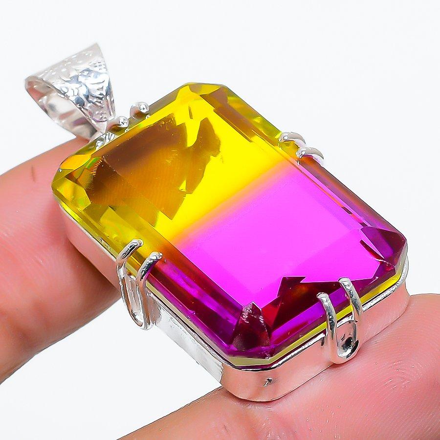 

Bi-Color Tourmaline 925 Solid Sterling Silver Jewelry Pendant 1.81 SU-10273