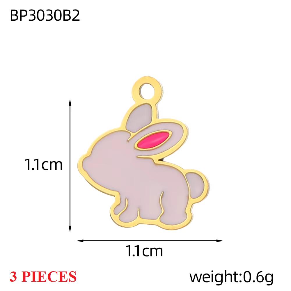 3PCS/LOT CARLIDANA Enamel Turtle Rabbit Bear Charms, Colored Stainless Steel Pendants for Women DIY Necklace Jewelry