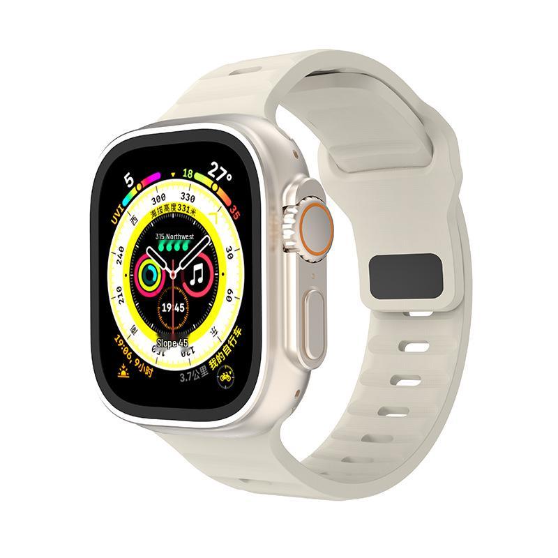 

Compatible with Apple Watch (1-9 & Ultra): Diamond Square Buckle Silicone Sport Band