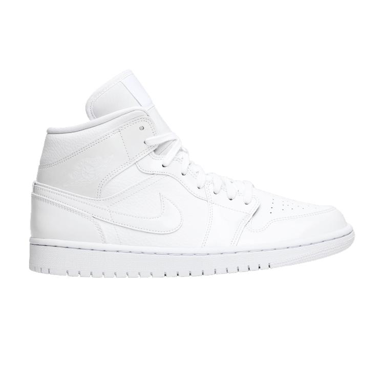 Jordan 1 Mid Triple White Lack-Swoosh (Damen) 36 white