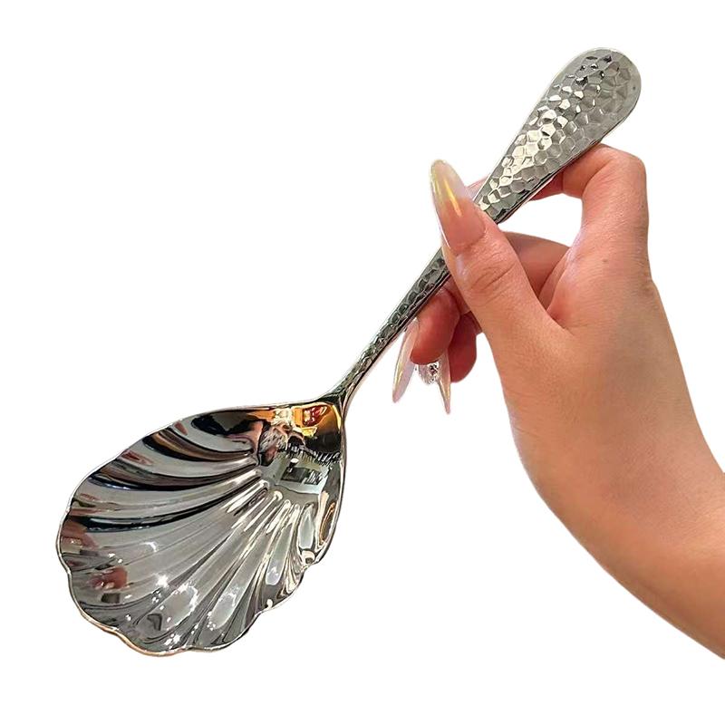 Edelstahl Rundlöffel Net Rot Golden Dinner Langer Griff Rühren Dessertlöffel Für Küchenzubehör Gadgets