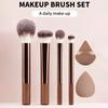 4 Stück/Set Damen Make-up Pinsel Set mit Puderschwamm Loses Puder Rouge Foundation Pinsel Synthetische Borsten Kosmetikpinsel Make-up Schwamm Set