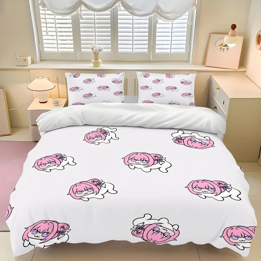 Cute N-Nikke Doro Doll Duvet Cover Set Soft Wash Bed 3 Piece Summer Comfortable Student Dormitory Home Baby Bedding Best seller