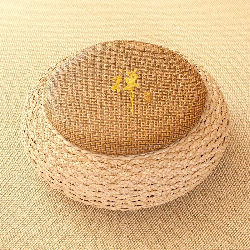 Japanisches Tatami Rattan Bodenkissen - Dicke Runde Zen Meditationsmatte