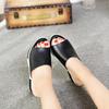 Summer Women Solid Color Cool Mop Thick Sole Height Increasing Outdoor Exposed Toe Straight Drag Sexy Women's Slippers