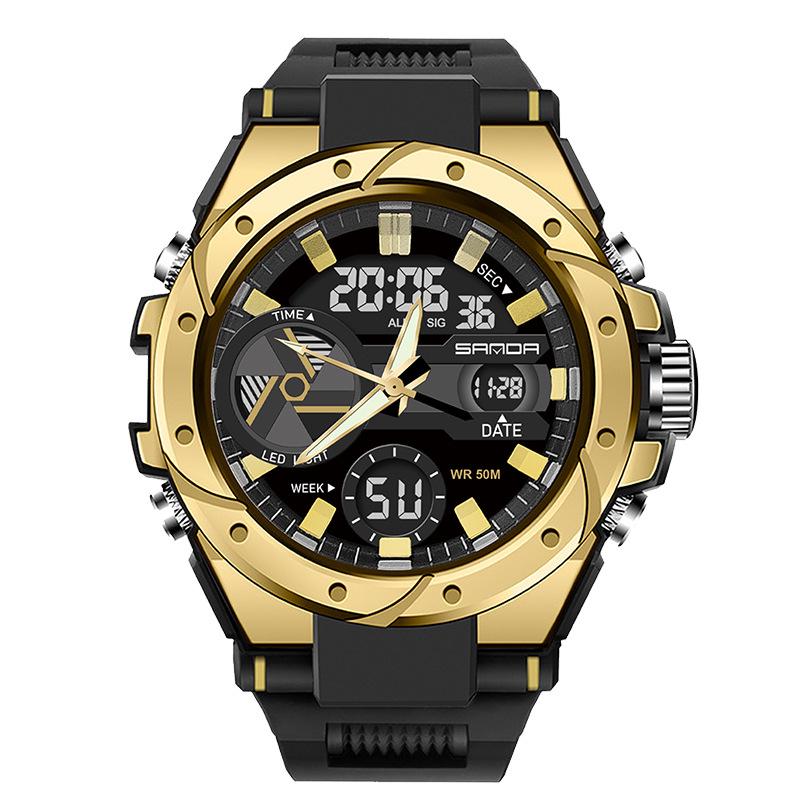 Sanda Men's Multifunctional Waterproof Luminous Military-Style Outdoor Sports Electronic Watch