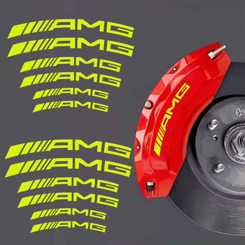 ZJH5 For Mercedes Benz AMG Waterproof Decals High-Temperature Resistant Brake Caliper Car Stickers Reflective Vinyl Wheel Rim Decals
