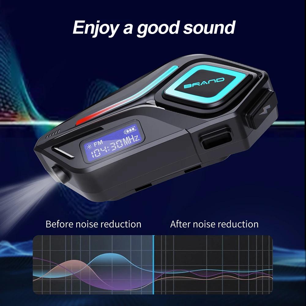 K08 Universal Motorcycle Helmet Headset Hands-Free Calling Bluetooth 5.4 IPX8 Waterproof FM Radio 2in1 Mic Wireless Earphone