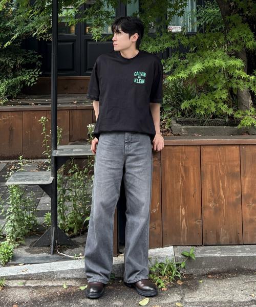 Kaelbinkeullainjin In The City Oversized Contrast Stitch Graphic Tee Black 4Rf296G Ub1