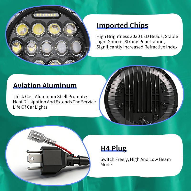 Auto 7 Zoll LED Scheinwerfer Hi/Low H4 Halo Angel Eyes DRL Für Jeep JK TJ Offroad Defender Hummer 4x4 Suzuki Samurai Scheinwerfer