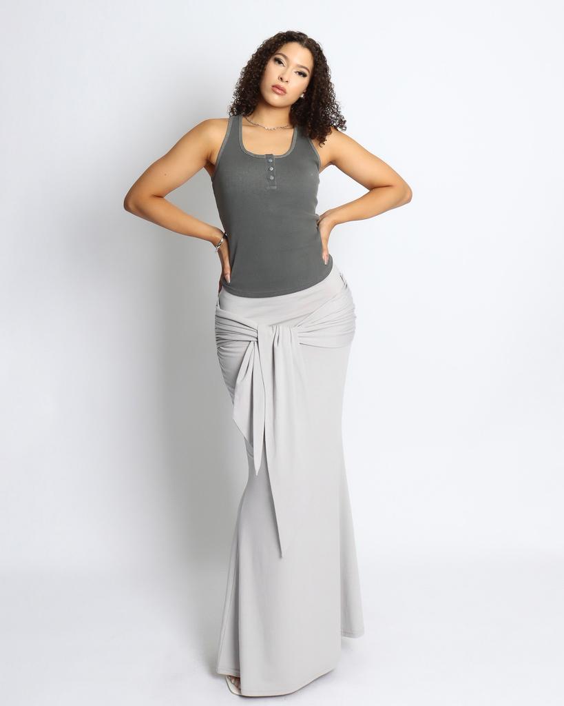 Kulsiseu Cs Shirring Long Sk-054 (Grey)
