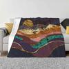 Color Fields New Selling Custom Print Flannel Soft Blanket Fields Landscape Nature Hills Mountains Sun Moon Sky Blue Indigo