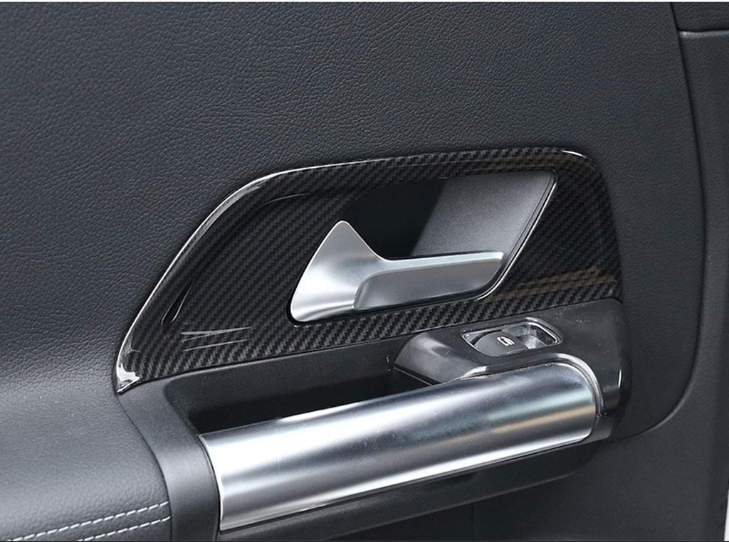 SHIFENG ABS Car Interior Door Handle Decoration Frame Trim Pack 4 Fiber for W247 X247 GLB B200 2019 2020 2021 2022 GLA H247 (Carbon Style)