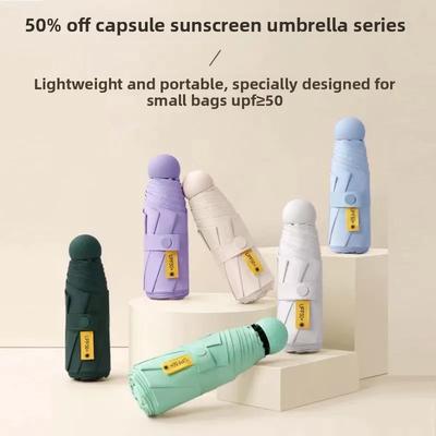 Women's UV-Resistant Dual-Use Capsule Umbrella Five-Fold Compact Design for Fashion And Sun Protection