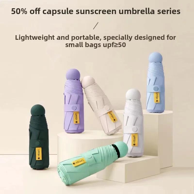 Women's UV-Resistant Dual-Use Capsule Umbrella Five-Fold Compact Design for Fashion And Sun Protection