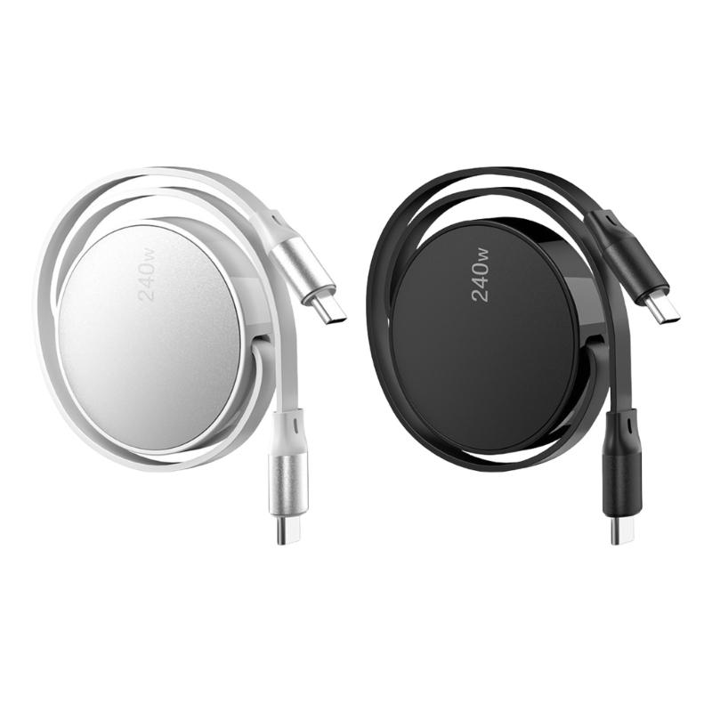 USB Type C Retractable Charging Cable 240W Fast Speed Data Sync Wire Power Cord with Wide Compatibility