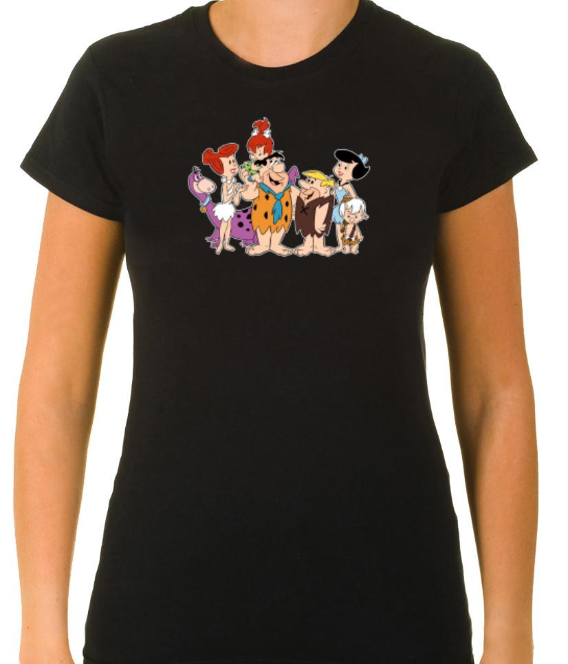 

The Flintstones characters White/Black Women s 3/4 Short Sleeve T-Shirt L813 XL