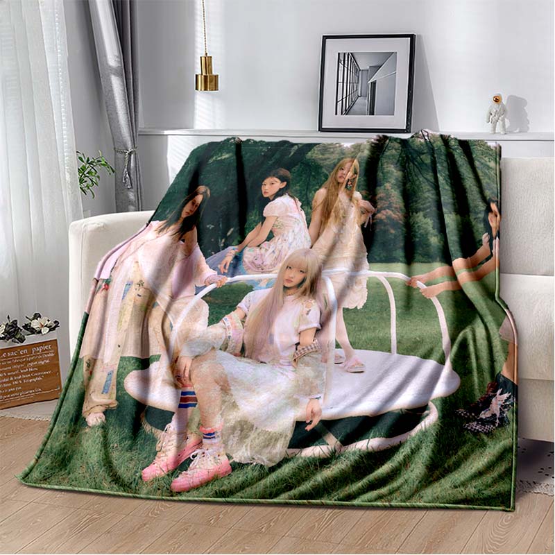 3D Printed Flannel Blanket I-ILLIT Combo K-POP Home Sofa Bed Blanket | Birthday Gift,