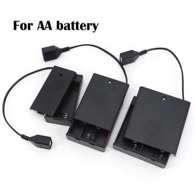 AA 1,5v 3v 6v Držák na baterie Úložný box Pouzdro Přenosný Mini USB samičí kabel Napájecí zdroj Box na baterie Pro páskové světlo