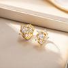 European & American Chic Rhinestone Flower Earrings: Gold & Silver Studs with Light Luxury Design and CZ Zircon Hoops