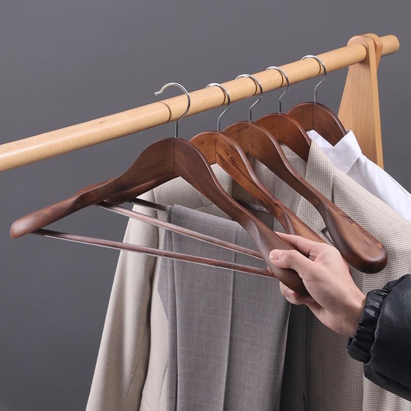 Wooden Coat Hanger With Shoulder Support For Home And Retail Use