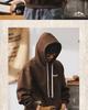 360g Herren Lockerer Schwerer Farbblock-Hoodie - Retro Frühling/Herbst Gestickte Lässige Jacke