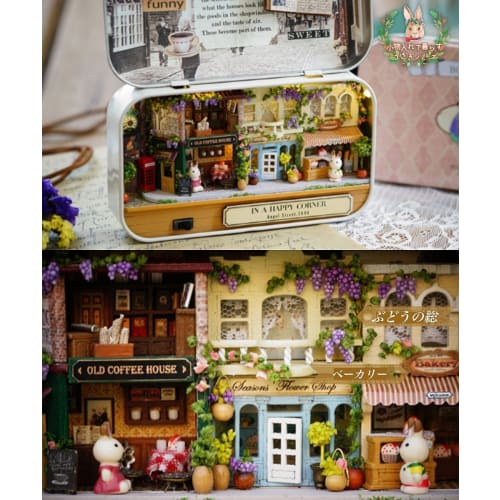moin moin Miniature Dollhouse DIY Kit Set (Japanese Instructions) - Rabbit Living in a Trinket Box Series, Beginner's Rabbit Gift, Independent Study,