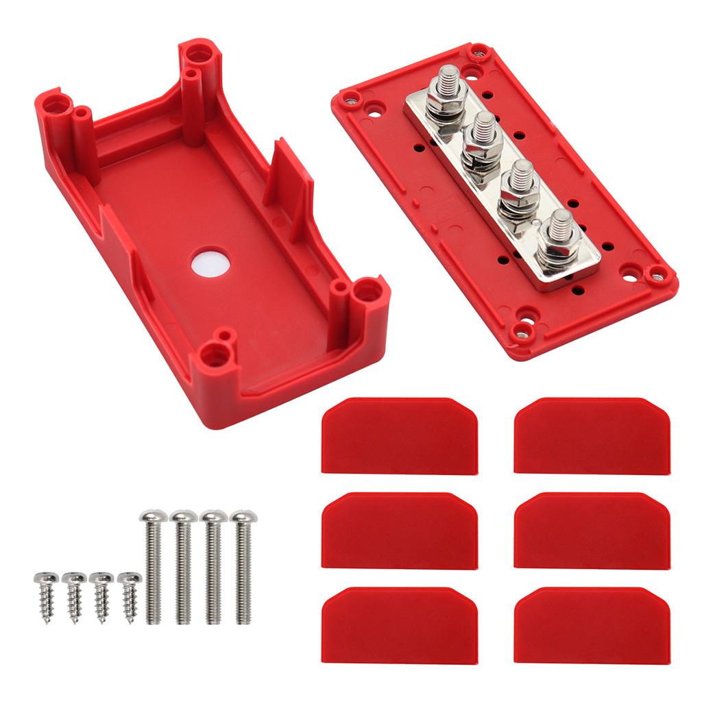 300A for DC 48V High Current Black Red for Shell Power Distribution Block Busbar Box Bus Bar Box Board Heavy Duty Busbar