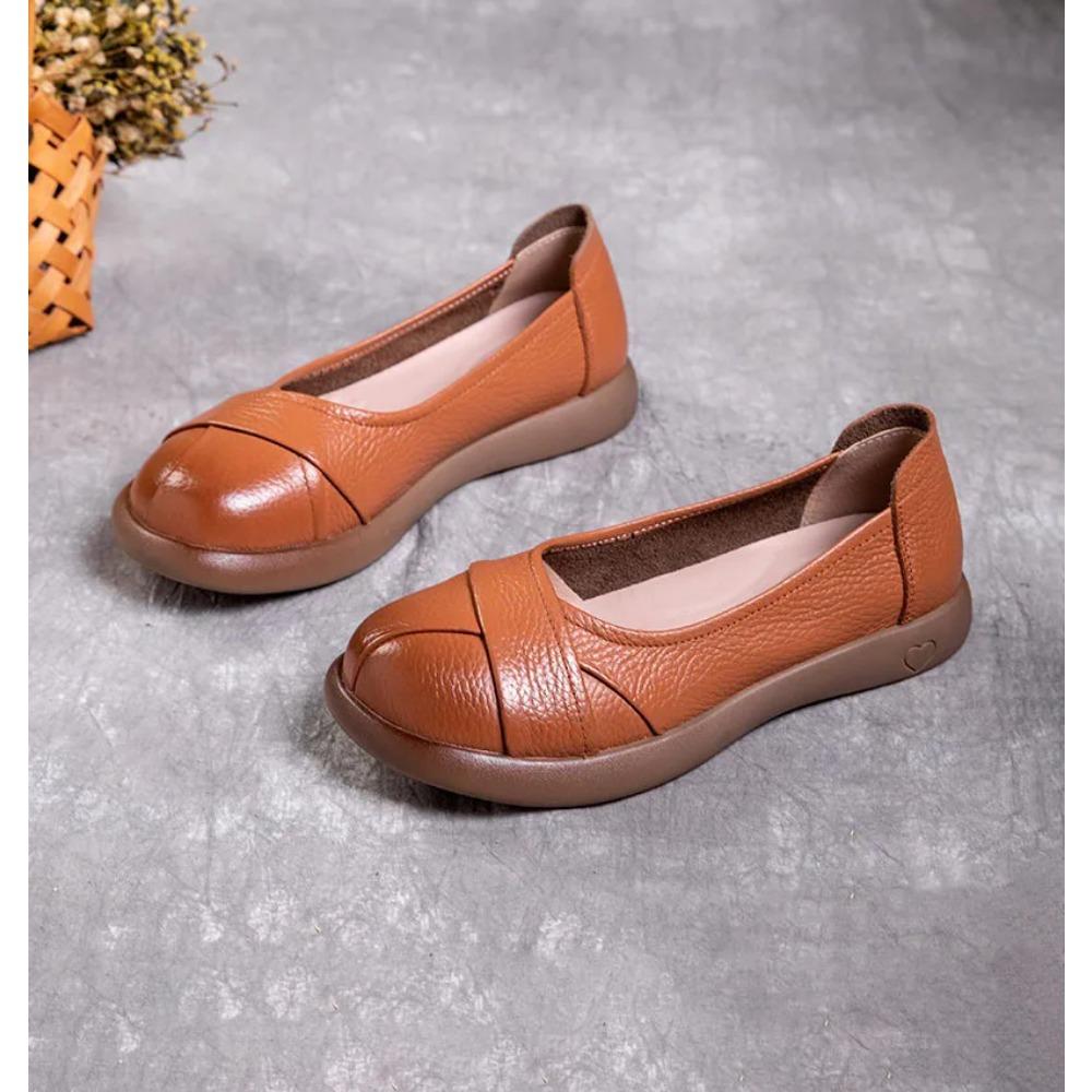 Woman Classic Leisure Moccasins Solid Black Shoes Women Ballet Flat Genuine Leather Slip-on Loafers