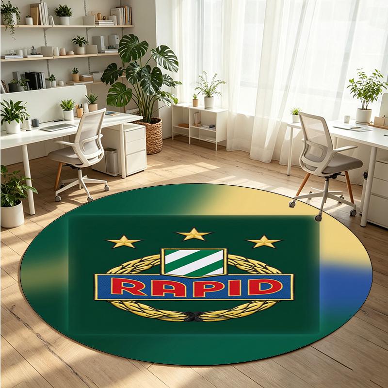 Rapid Wien FC Bedruckter Runder Kristall-Samt-Teppich Weicher Rutschfester BodenTeppich Für Schlafzimmer Urlaubsgeschenk