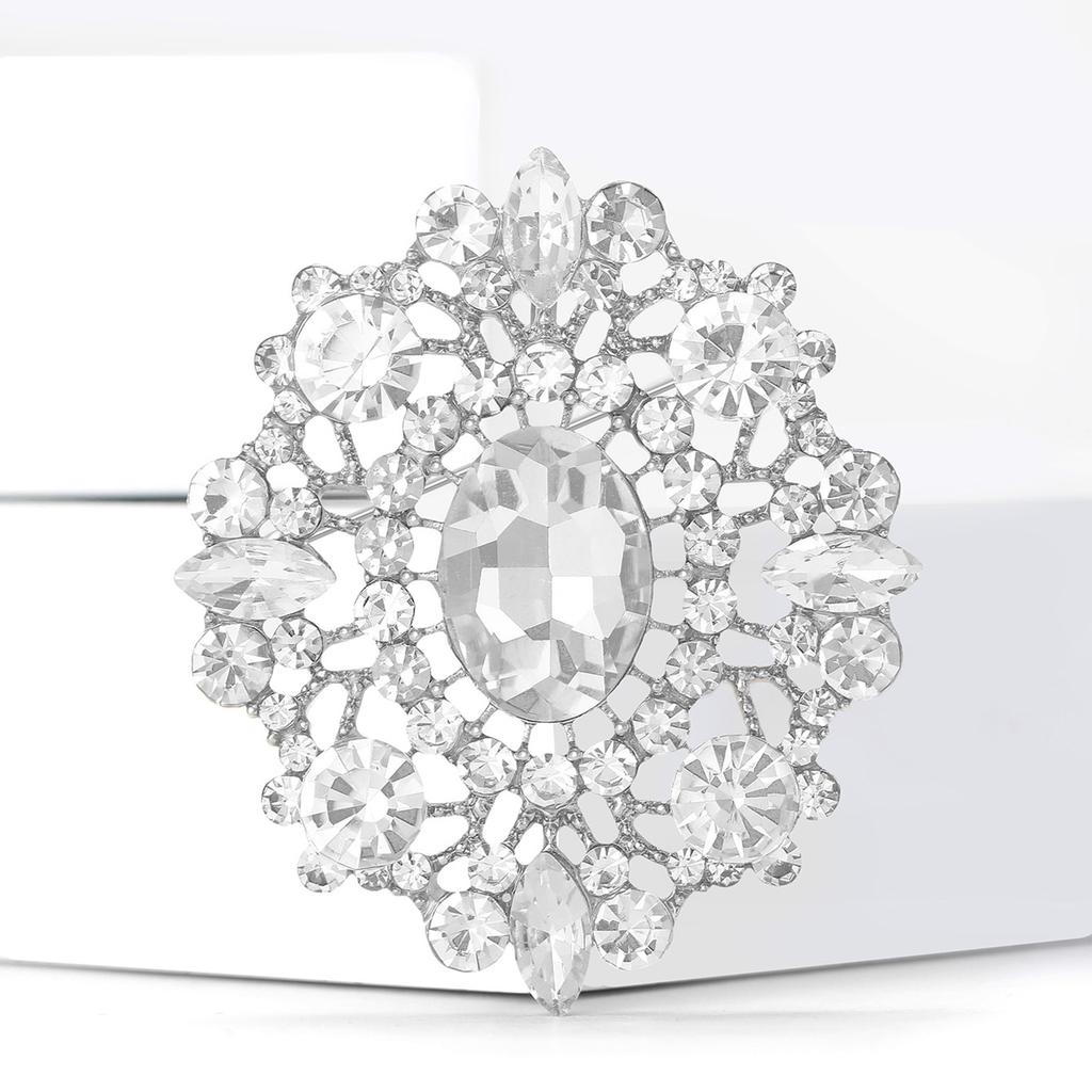 Elegant Rhinestones Imperial Court Brooches for Women Unisex Glass Pin Event Party New Year Gifts Decoration Clothes Accessories