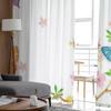 Cute Butterfly Flying Over Almond Blossom Chiffon Sheer Curtains for Living Room Bedroom Decoration Window Voiles Tulle Curtain