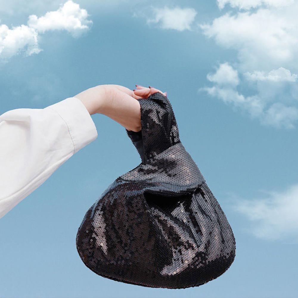 

Женская блестящая сумка на запястье с узлом, роскошная дизайнерская модная вечерняя вечерняя сумочка-клатч для женщин и девочек, многоразовая мини-сумка-тоут чёрный