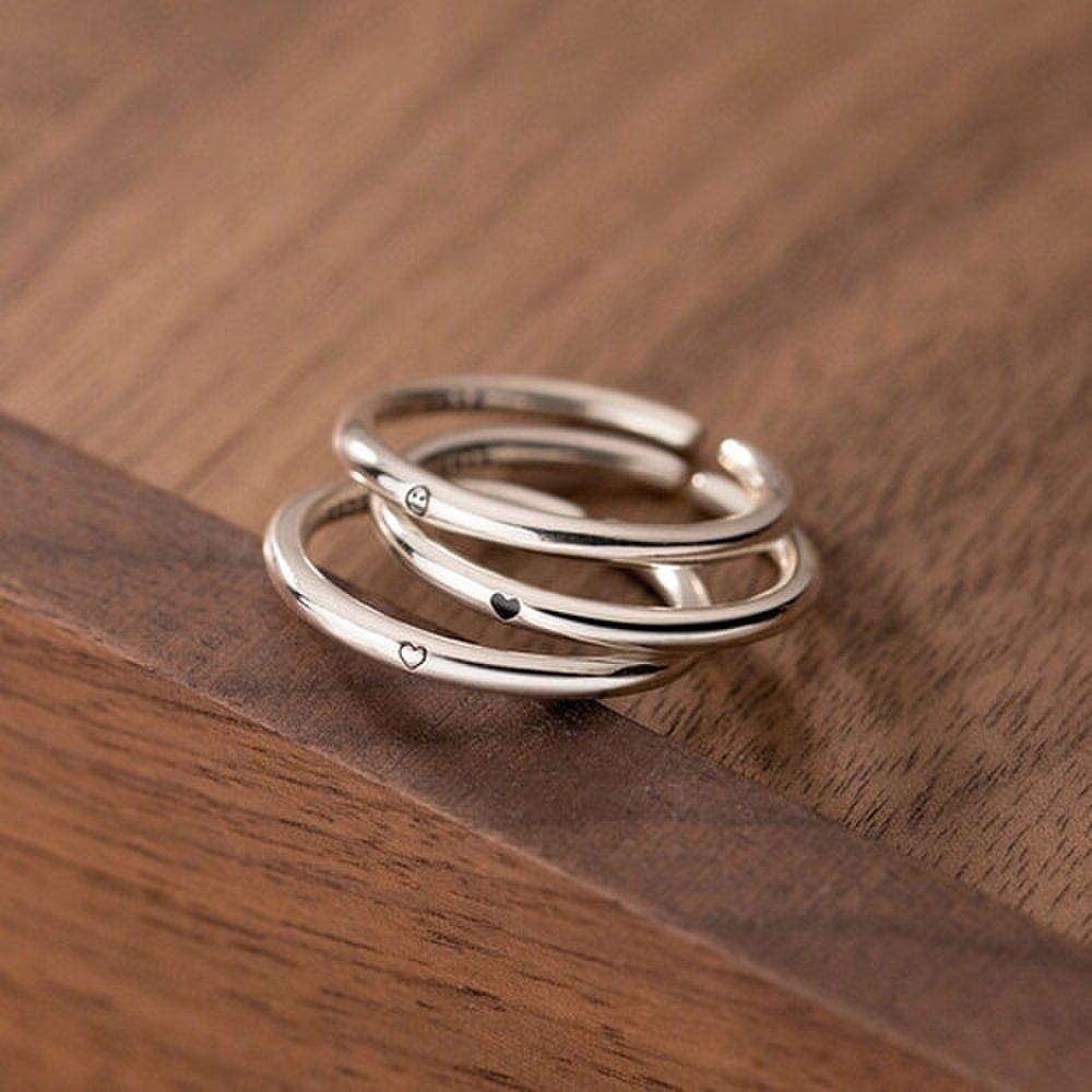 

Silver 925 Basic Smile Heart Engagement Open Ring, Size 12-17 Silver-Rhinehart