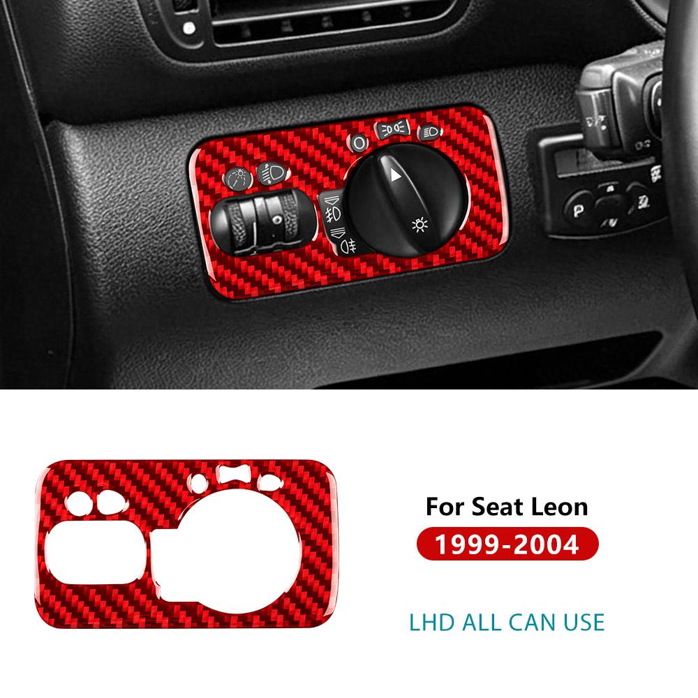 For SEAT Leon 1999 2000 2001 2002 2003 2004 MK1 1M LHD Soft Carbon Fiber Dashboard Headlight Control Switch Cover Accessories