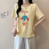 2026 New Arrival Plus Size Women's Cute Print Combed Cotton Loose Slimming Short Sleeve T-shirt