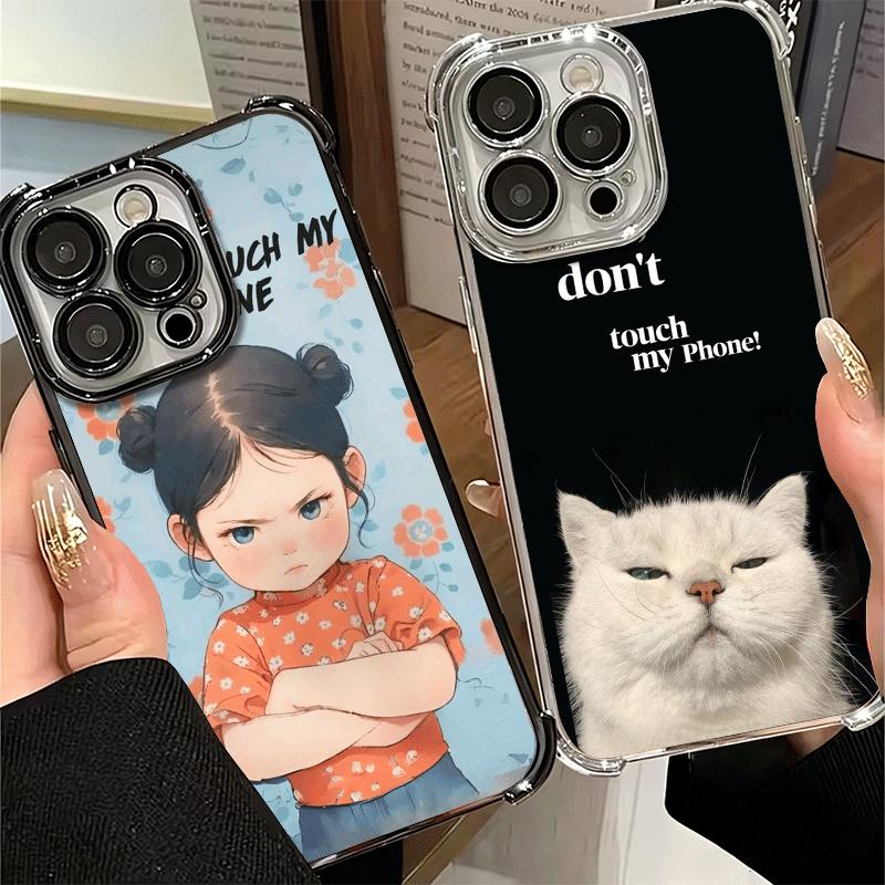 Funny Dont Touch My CallPhone Plating Phone Case For Xiaomi Poco X5 X6 X7 X8 Pro Max F8 Ultra F7 M8 M7 M5S Redmi 15C 15 14C 13C