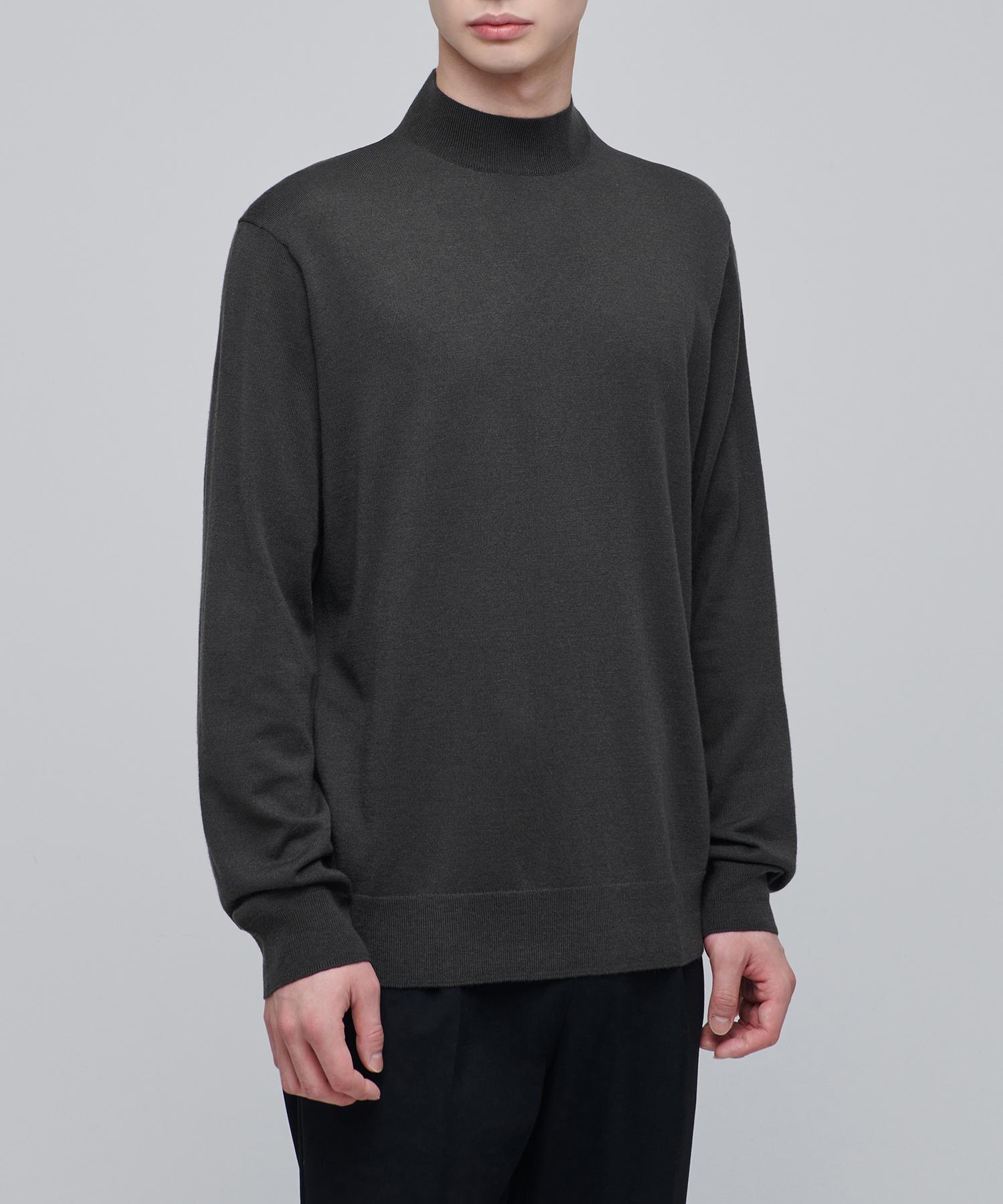 Musinsa Standard Merino Wool Blend High Gauge Mock Neck Knit [Gunmetal] Gunmetal/S