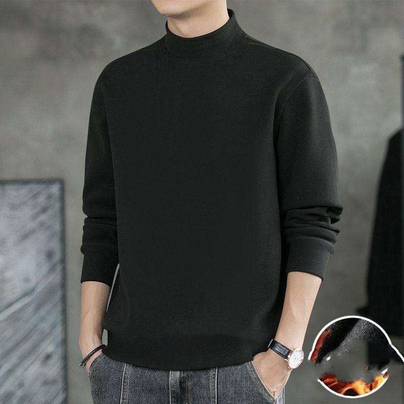 Sudadera de invierno para hombre, gruesa, cálida, de talla grande, con cuello redondo, manga larga, holgada, informal
