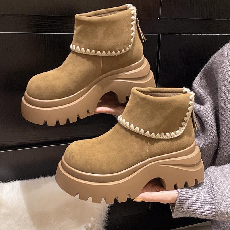 Suede small boots women's new thin thick-soled snow boots fashion boots in autumn and winter 2025