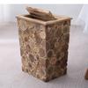 Wooden Trash Bin Living Room Chip Splicing Process Technology with Lid Paper Basket Decor Home Items