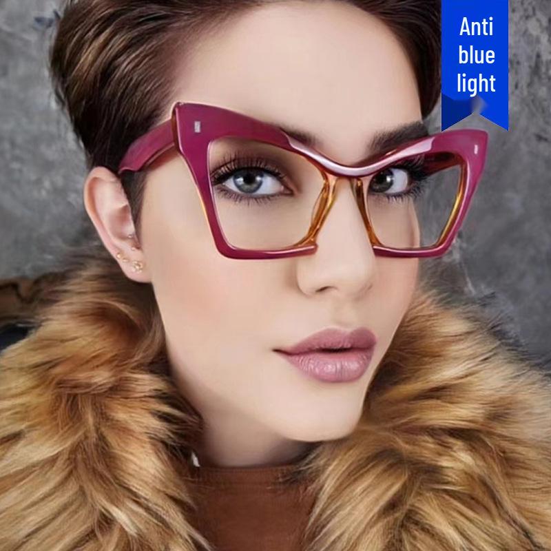 Montatura Occhiali Grande Farfalla Anti Luce Blu - Design alla Moda Color Block per Donna