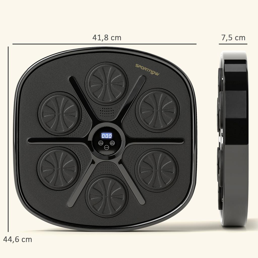 Music Boxing Machine, Smart Bluetooth Boxing Machine Wall Mounted with 9 Speeds & Modes, LED Lights and Gloves, Punching Pad for Adults, Black