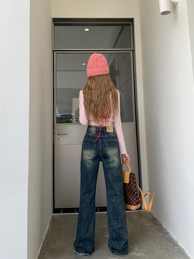 Women's High-Waisted Retro Micro-Flared Jeans - Stretch Slimming Fit for Spring & Autumn